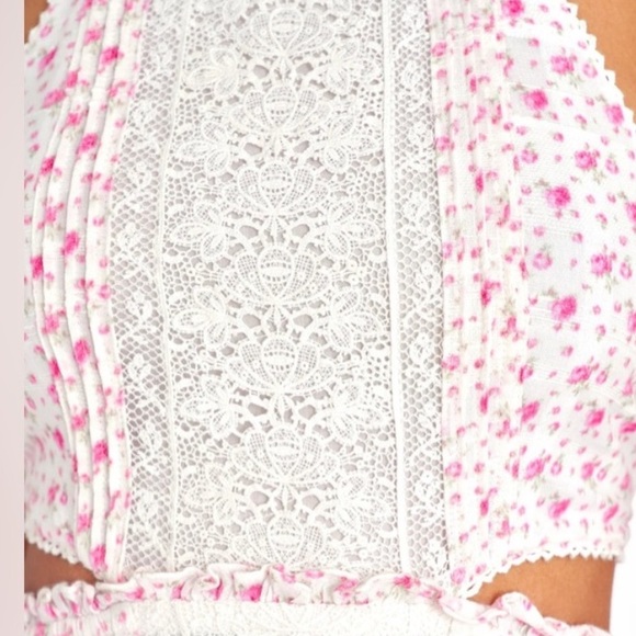 LoveShackFancy Kesia Floral Lace Halter Mini Dress XL - Picture 4 of 12